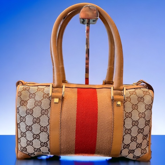 Gucci Handbags - Gucci With GG Cotton Canvas Sherry Line Boston Bag